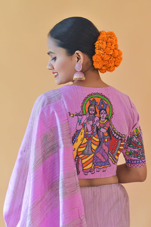 Sanskriti Handpainted Madhubani Chanderi Blouse Gubbaro