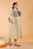 Gubbaro Handpainted Madhubani 'Mayur' Pleated Dress Cotton Kurta
