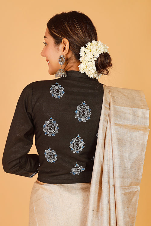 Gubbaro Handpainted Madhubani 'Kurmaraja' Cotton Blouse