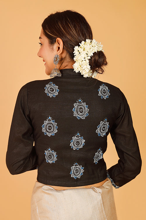 Gubbaro Handpainted Madhubani 'Kurmaraja' Cotton Blouse
