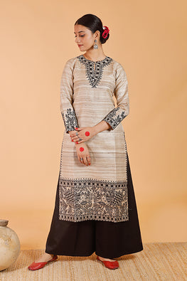 Gubbaro Madhubani Joda Mayuri Traditional Silk Kurta For Women Online
