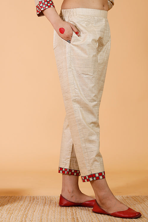 Gubbaro Handpainted Madhubani 'Suryakamal' Cotton Pant