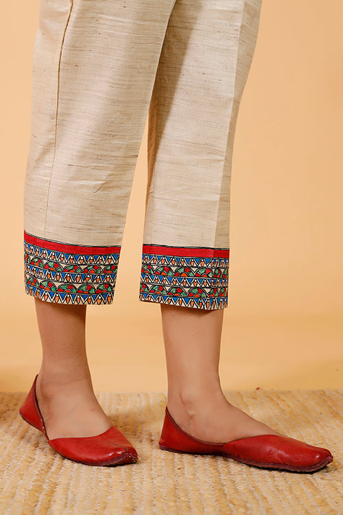 Gubbaro Handpainted Madhubani 'Tilkor Kamal' Cotton Pant