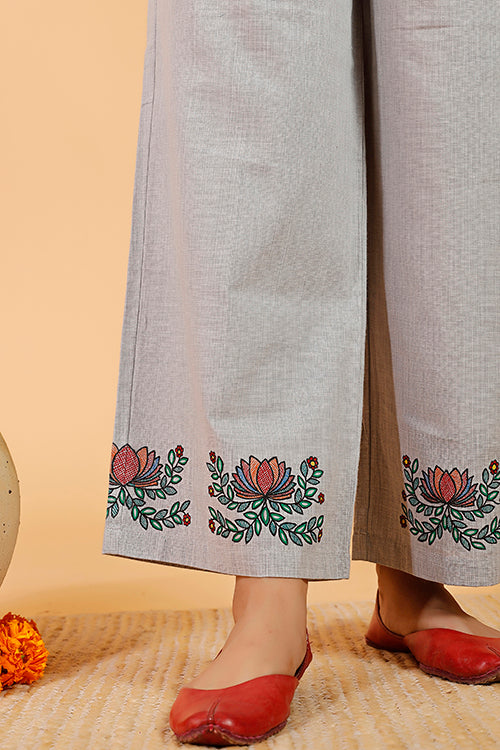 Gubbaro Handpainted Madhubani 'Manmohana Surmai Leela' Cotton Pant