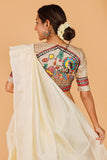 Gubbaro Handpainted Madhubani 'Nandgopal Radha' Tussar Silk Blouse