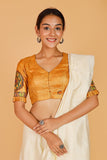 Gubbaro Handpainted Madhubani 'Radha Raman' Tussar Silk Blouse