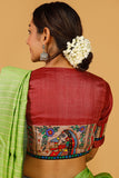 Gubbaro Handpainted Madhubani 'Madhushravani' Tussar Silk Blouse