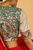 Gubbaro Handpainted Madhubani 'Krishna' Tussar silk Blouse