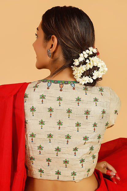 Gubbaro Handpainted Madhubani 'Spanda' Cotton Blouse