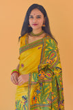 Madhubani Paints Handpainted Madhubani GAUNA YELLOW Tussar Silk Saree