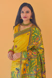 Madhubani Paints Handpainted Madhubani GAUNA YELLOW Tussar Silk Blouse