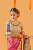 Matasya Mayuri Sangam' Madhubani Paints Handpainted Madhubani Tussar Silk Blouse