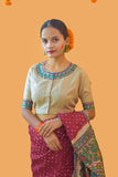 Gauri Puja'   Handpainted Madhubani Tussar Silk Blouse Madhubani Paints