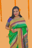 Surmai Mayur Mandala' Handpainted Madhubani Bandhani Tussar Silk Saree Madhubani Paints