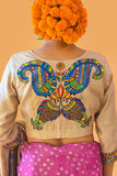 Prakriti Milaan' Handpainted Madhubanitussar Silk Blouse Madhubani Paints