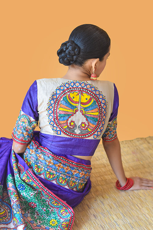 Madhubani Paints Handpainted Madhubani 'Manohara' Tussar Silk Blouse