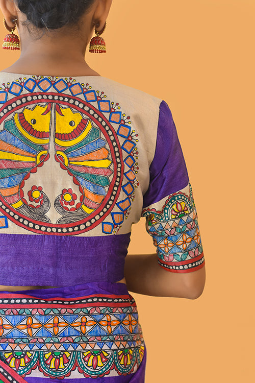 Madhubani Paints Handpainted Madhubani 'Manohara' Tussar Silk Blouse