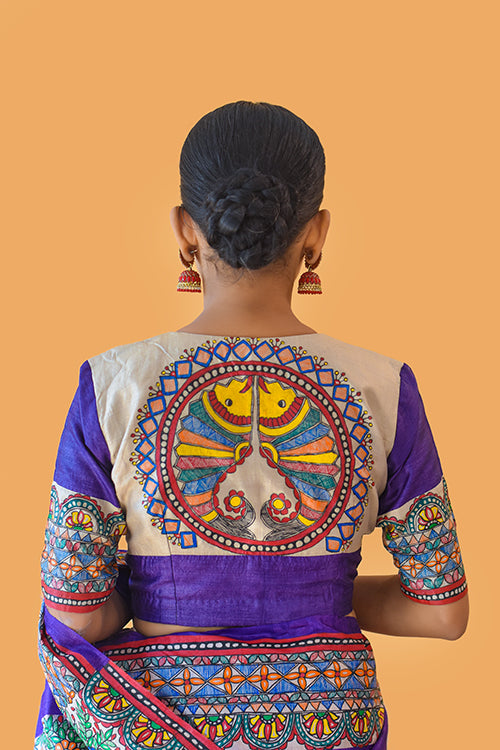 Madhubani Paints Handpainted Madhubani 'Manohara' Tussar Silk Blouse
