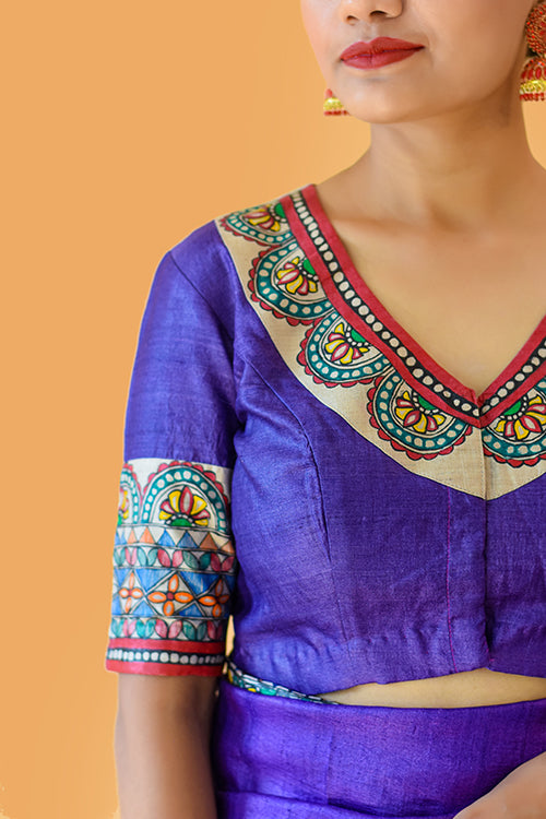 Madhubani Paints Handpainted Madhubani 'Manohara' Tussar Silk Blouse