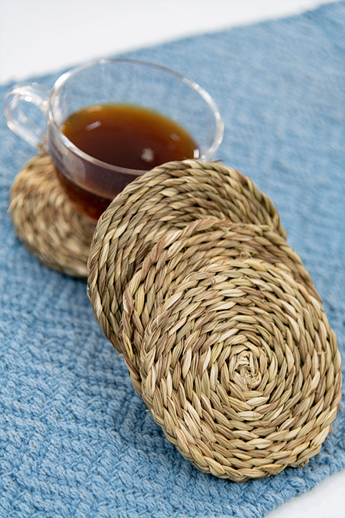 Handmade Sabai Grass Coaster set of 4 (Natural)