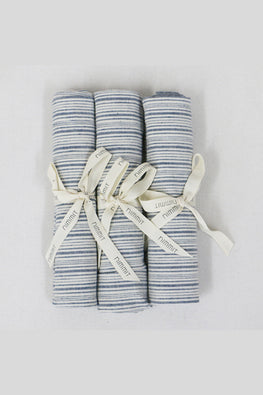 NM Pencil Stripe Indigo Tea Towel S/3