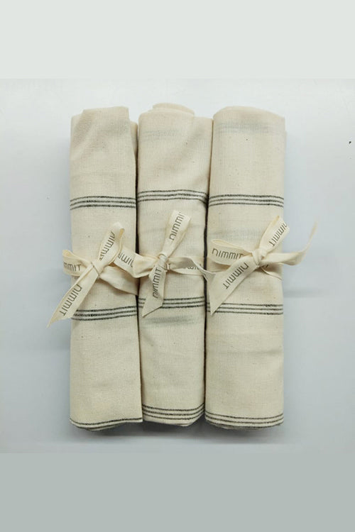 NM Chalk StripeEcru Tea Towel S/3
