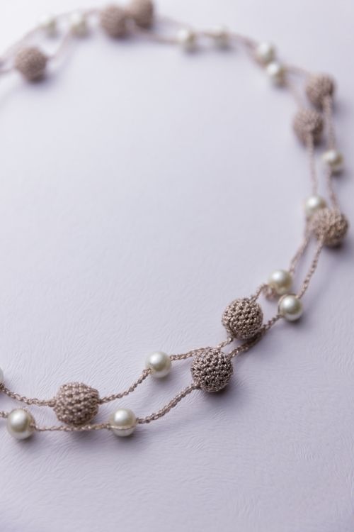 Samoolam Rose Gold Crochet Beads Necklace