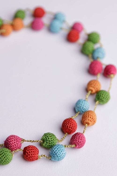 Samoolam Handmade Crochet Mela Necklace - Multicolour Beads