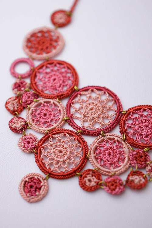 Samoolam Handmade Mandala Necklace Red