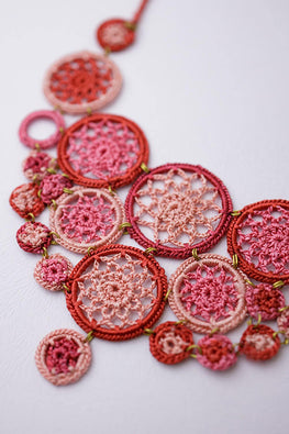 Samoolam Handmade Mandala Necklace Red