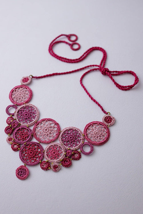 Samoolam Handmade Mandala Necklace Pink