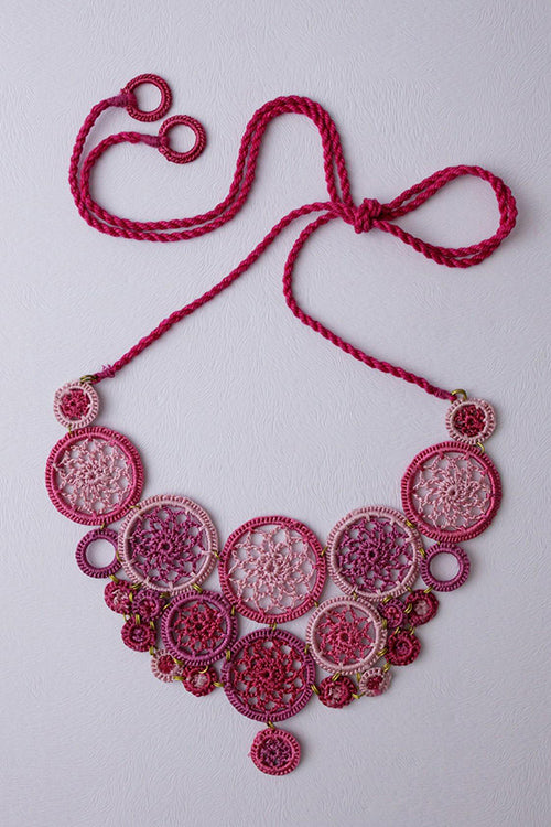 Samoolam Handmade Mandala Necklace Pink