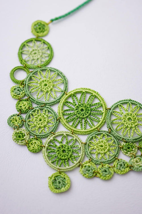 Samoolam Handmade Mandala Necklace Green