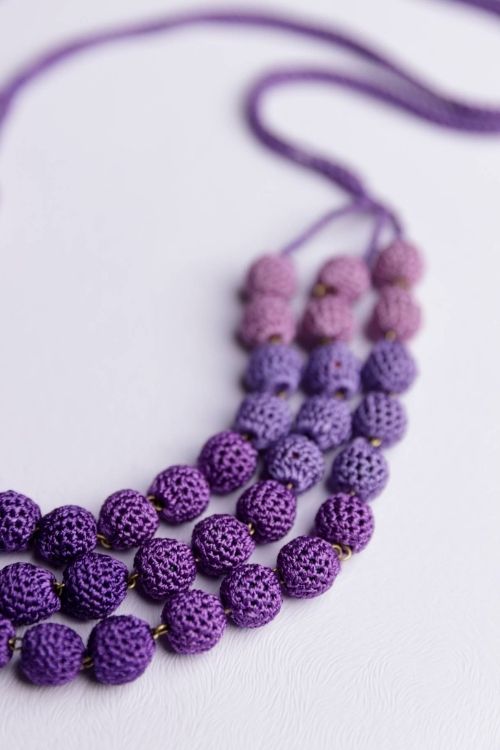Samoolam Handmade Crochet Mausam Necklace - Purple