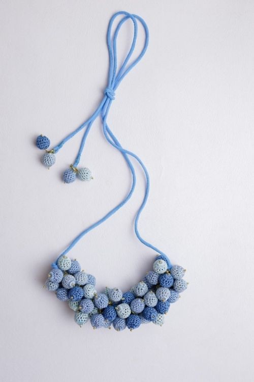 Samoolam Crochet Guldasta Necklace - Indigo