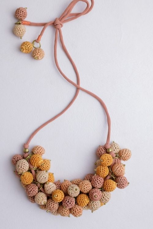 Samoolam Handmade Crochet Guldasta Necklace - Peach