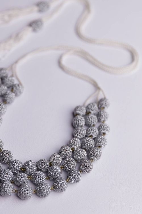 Samoolam Handmade Crochet Aadya Necklace - Silver