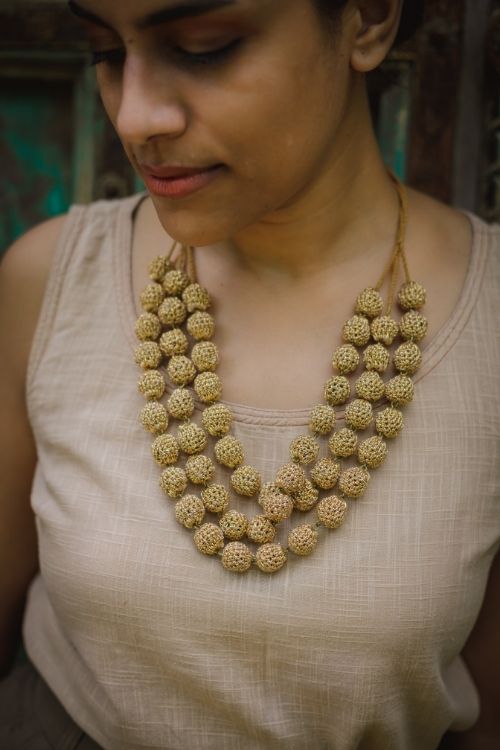 Samoolam Handmade Crochet Aadya Necklace - Copper