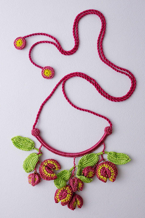 Samoolam Handmade Xari Necklace ~ Pink