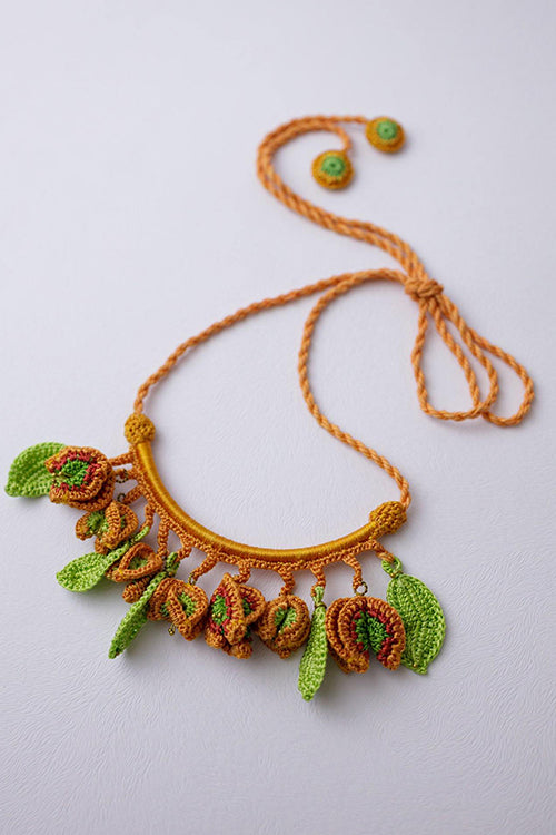Samoolam Handmade Xari Necklace ~ Orange