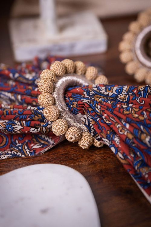 Samoolam Handmade Crochet Ziba Napkin Holders Beige Beads