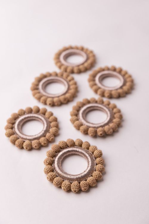 Samoolam Handmade Crochet Ziba Napkin Holders Beige Beads
