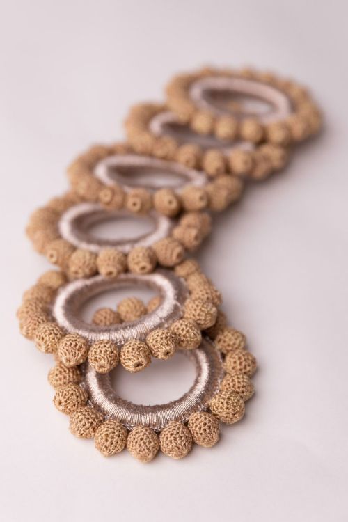 Samoolam Handmade Crochet Ziba Napkin Holders Beige Beads
