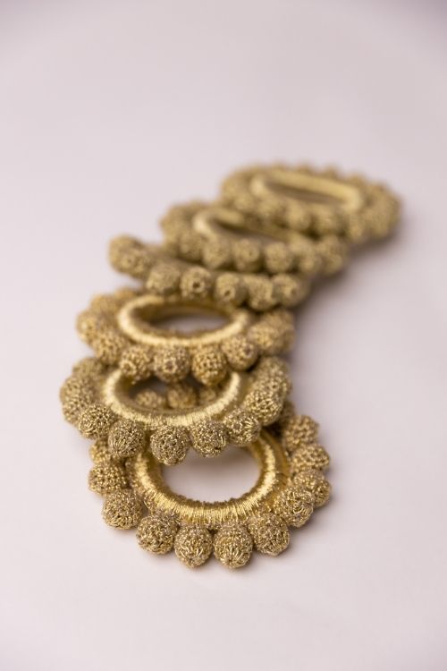 Samoolam Handmade Crochet Ziba Napkin Holders Golden Beads
