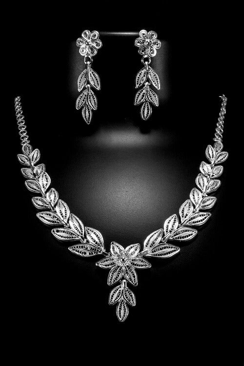 Silver Linings "Classy" Silver Filigree Handmade Necklace Set