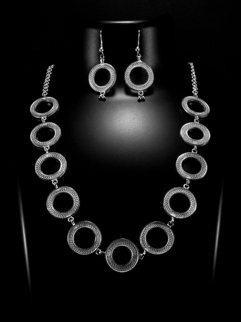 Silver Linings "Rings" Silver Filigree Handmade Necklace Set