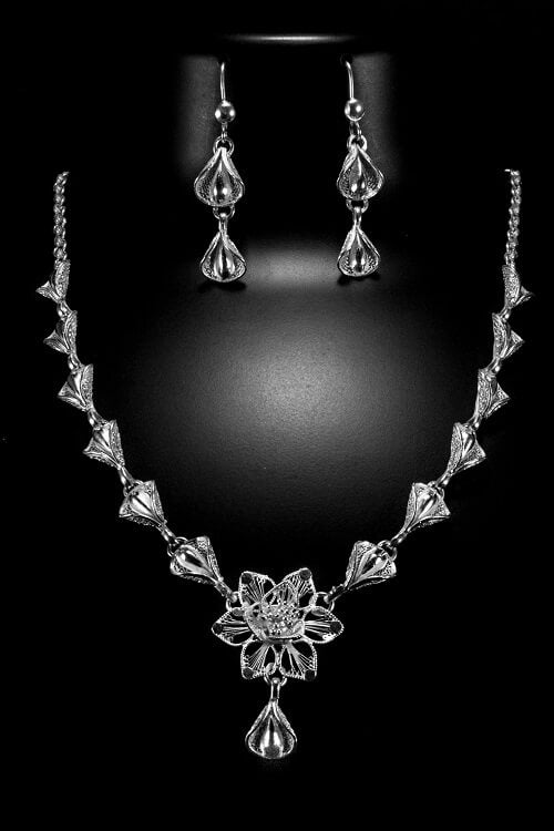 Silver Linings "Petals" Silver Filigree Handmade Necklace Set