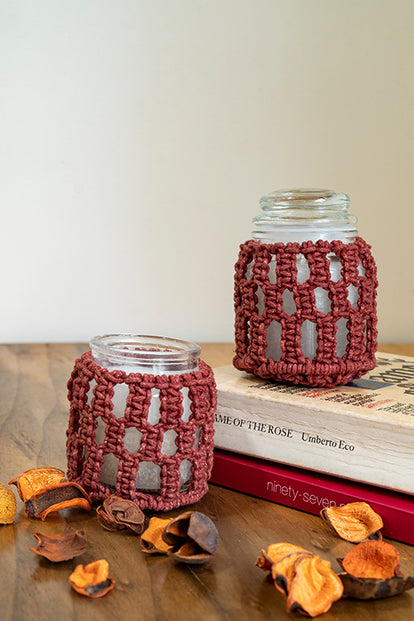 108Knots Checkered Hand-Knotted Candle Jar