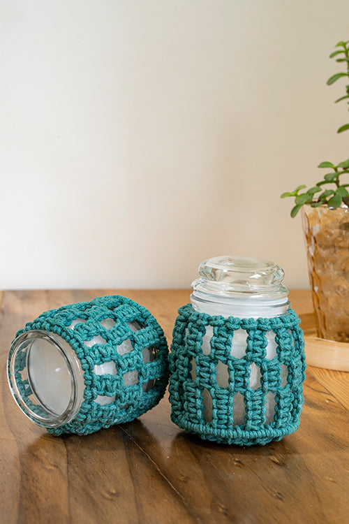 108Knots Checkered Hand-Knotted Candle Jar