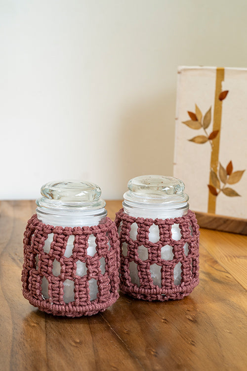 108Knots Checkered Hand-Knotted Candle Jar